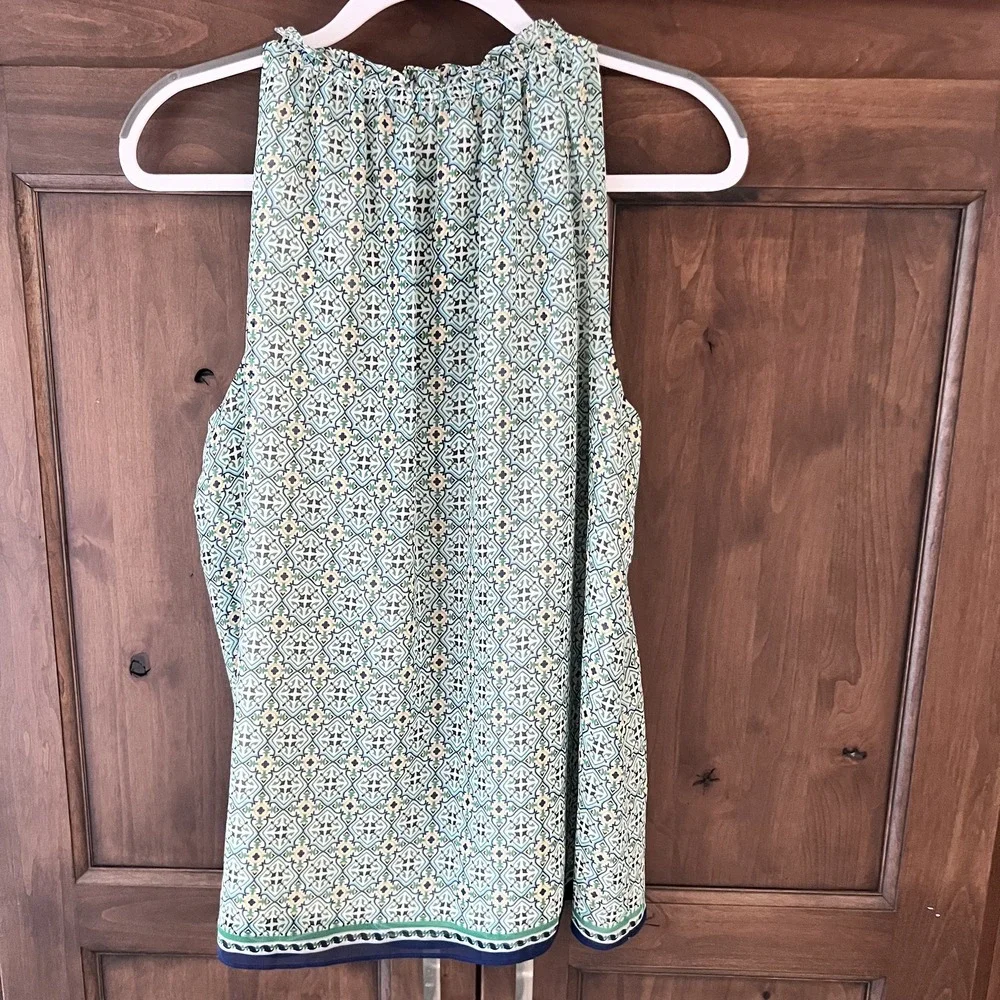 MAX STUDIO-Green Moroccan Print Halter Style Blouse Size L - Picture 6 of 10